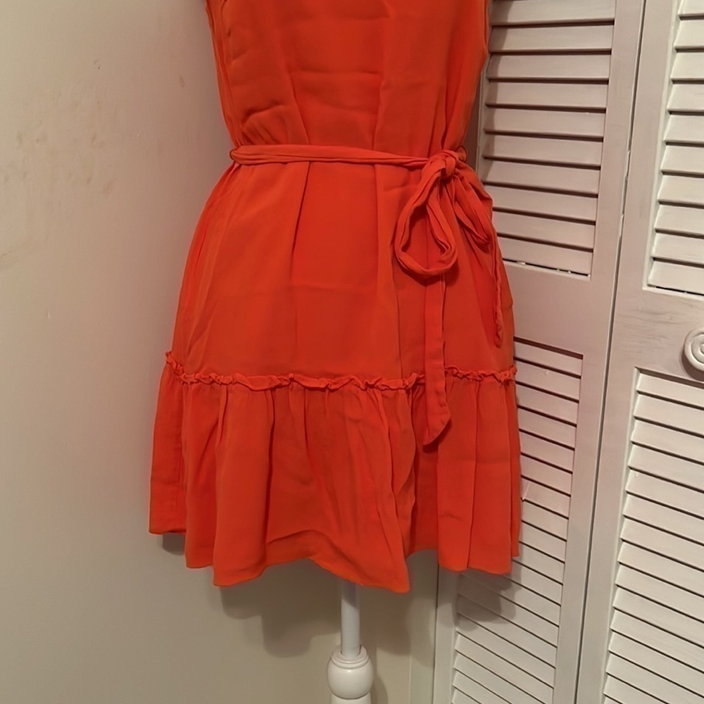 BANANA Republic Orange Mini Dress with Detachable Belt and Ruffled Hem - Picture 4 of 8